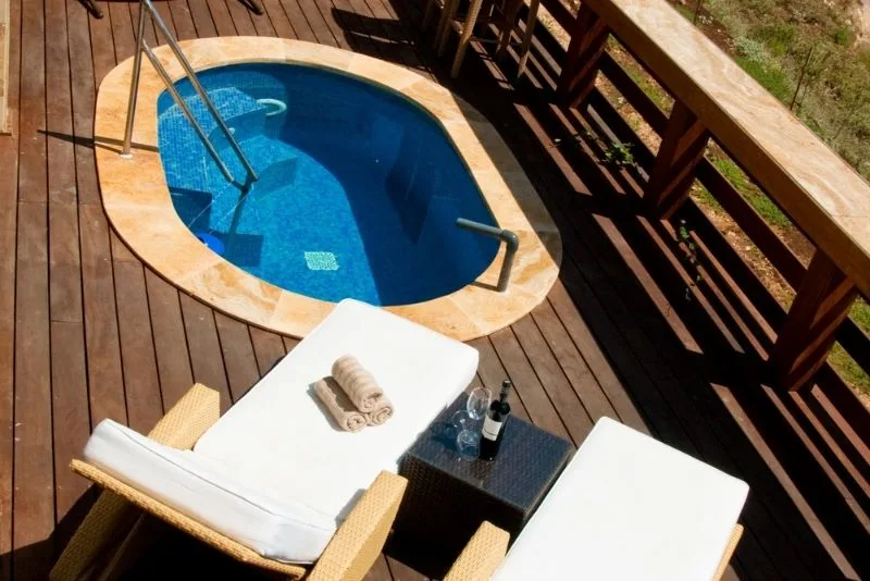 A deck around a pool