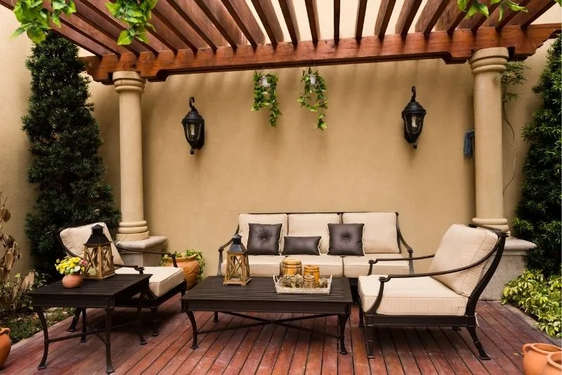 A wooden pergola