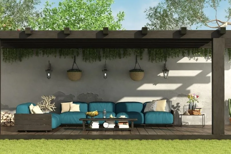 A pergola attached to a wall