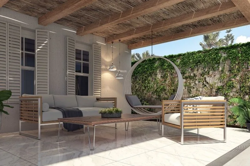 A verandah with a sitting area