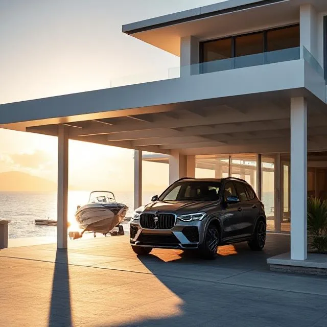 Architecturally Integrated Carport at Paradise Point Waterfront Home