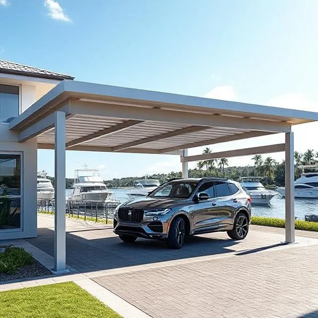 Single skillion-roof carport at a Helensvale waterfront home